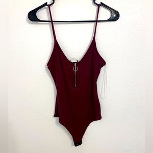 Windsor Plum Purple Half Zip Tank Bodysuit